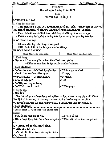 Kế hoạch bài dạy các môn Lớp 3 - Tuần 25 - Năm học 2022-2023 - Lê Thị Hương Giang