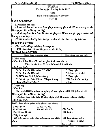 Kế hoạch bài dạy các môn Lớp 3 - Tuần 26 - Năm học 2022-2023 - Lê Thị Hương Giang