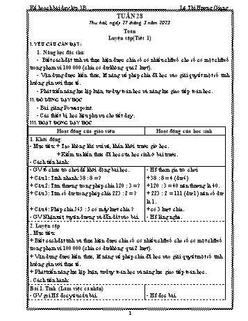 Kế hoạch bài dạy các môn Lớp 3 - Tuần 28 - Năm học 2022-2023 - Lê Thị Hương Giang
