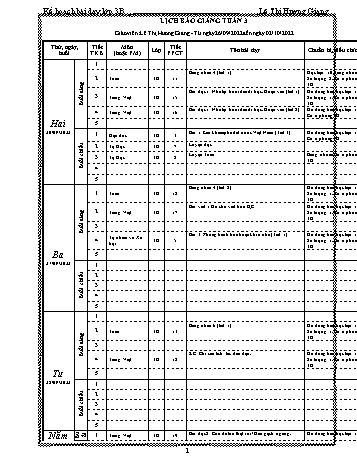 Kế hoạch bài dạy các môn Lớp 3 - Tuần 3 - Năm học 2022-2023 - Lê Thị Hương Giang