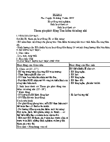 Kế hoạch bài dạy các môn Lớp 3 - Tuần 3 - Năm học 2022-2023 - Tống Trần Thăng