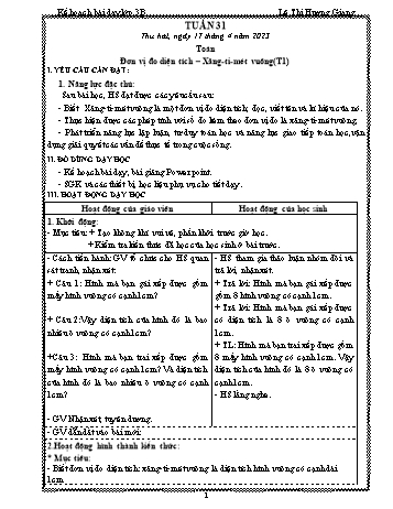 Kế hoạch bài dạy các môn Lớp 3 - Tuần 31 - Năm học 2022-2023 - Lê Thị Hương Giang