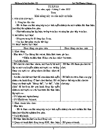 Kế hoạch bài dạy các môn Lớp 3 - Tuần 33 - Năm học 2022-2023 - Lê Thị Hương Giang
