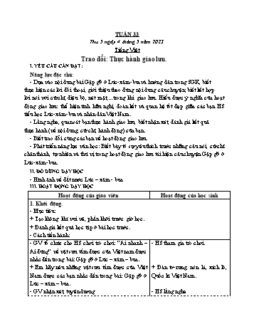 Kế hoạch bài dạy các môn Lớp 3 - Tuần 33 - Năm học 2022-2023 - Tống Trần Thăng