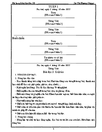 Kế hoạch bài dạy các môn Lớp 3 - Tuần 4 - Năm học 2022-2023 - Lê Thị Hương Giang