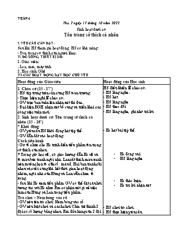 Kế hoạch bài dạy các môn Lớp 3 - Tuần 6 - Năm học 2022-2023 - Tống Trần Thăng