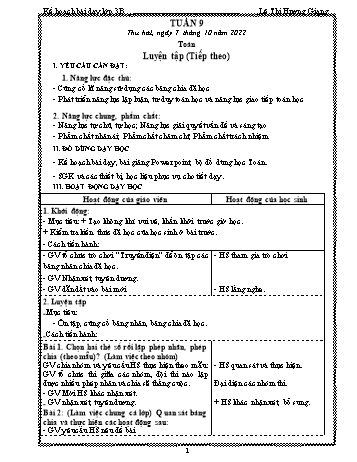 Kế hoạch bài dạy các môn Lớp 3 - Tuần 9 - Năm học 2022-2023 - Lê Thị Hương Giang