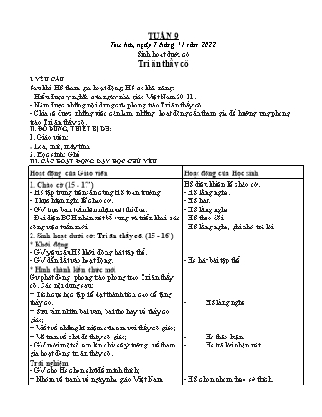 Kế hoạch bài dạy các môn Lớp 3 - Tuần 9 - Năm học 2022-2023 - Tống Trần Thăng