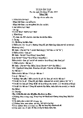 Kế hoạch bài dạy các môn Lớp 3 - Tuần Ô tập - Năm học 2022-2023 - Lê Thị Hương Giang