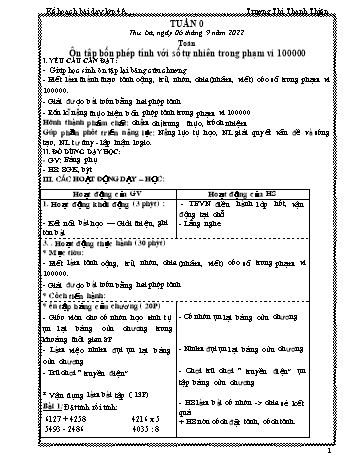 Kế hoạch bài dạy các môn Lớp 4 - Tuần 0 - Năm học 2022-2023 - Trương Thị Thanh Thiện