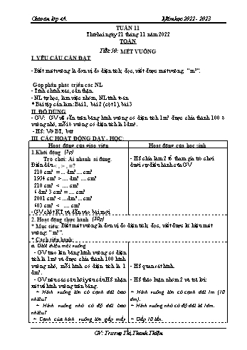Kế hoạch bài dạy các môn Lớp 4 - Tuần 11 - Năm học 2022-2023 - Trương Thị Thanh Thiện