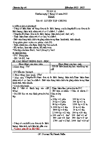 Kế hoạch bài dạy các môn Lớp 4 - Tuần 13 - Năm học 2022-2023 - Trương Thị Thanh Thiện