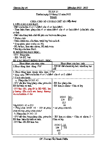 Kế hoạch bài dạy các môn Lớp 4 - Tuần 15 - Năm học 2022-2023 - Trương Thị Thanh Thiện