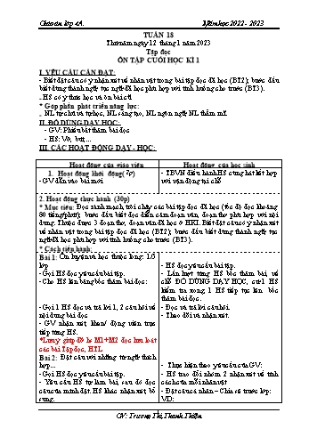 Kế hoạch bài dạy các môn Lớp 4 - Tuần 18 - Năm học 2022-2023 - Trương Thị Thanh Thiện
