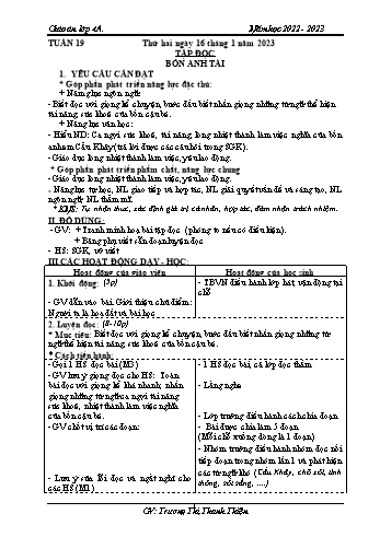 Kế hoạch bài dạy các môn Lớp 4 - Tuần 19 - Năm học 2022-2023 - Trương Thị Thanh Thiện