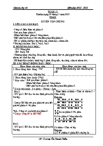 Kế hoạch bài dạy các môn Lớp 4 - Tuần 27 - Năm học 2022-2023 - Trương Thị Thanh Thiện