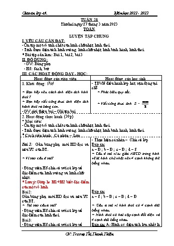 Kế hoạch bài dạy các môn Lớp 4 - Tuần 28 - Năm học 2022-2023 - Trương Thị Thanh Thiện