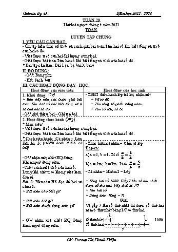 Kế hoạch bài dạy các môn Lớp 4 - Tuần 29 - Năm học 2022-2023 - Trương Thị Thanh Thiện