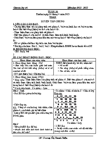 Kế hoạch bài dạy các môn Lớp 4 - Tuần 30 - Năm học 2022-2023 - Trương Thị Thanh Thiện
