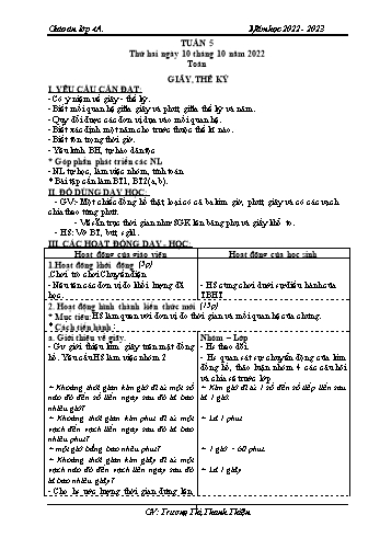 Kế hoạch bài dạy các môn Lớp 4 - Tuần 5 - Năm học 2022-2023 - Trương Thị Thanh Thiện