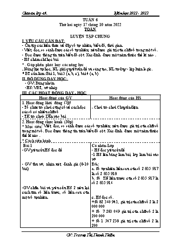 Kế hoạch bài dạy các môn Lớp 4 - Tuần 6 - Năm học 2022-2023 - Trương Thị Thanh Thiện