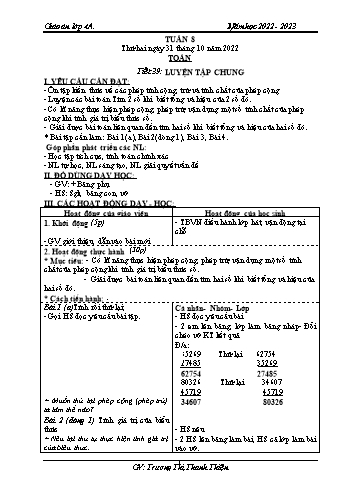 Kế hoạch bài dạy các môn Lớp 4 - Tuần 8 - Năm học 2022-2023 - Trương Thị Thanh Thiện