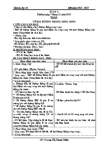 Kế hoạch bài dạy các môn Lớp 4 - Tuần 9 - Năm học 2022-2023 - Trương Thị Thanh Thiện