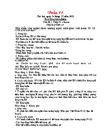 Kế hoạch bài dạy Khối 1 - Tuần 11 - Năm học 2022-2023 - Trần Thị Minh Huế
