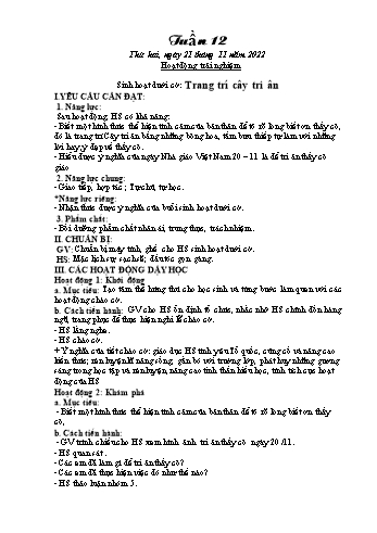 Kế hoạch bài dạy Khối 1 - Tuần 12 - Năm học 2022-2023 - Trần Thị Minh Huế