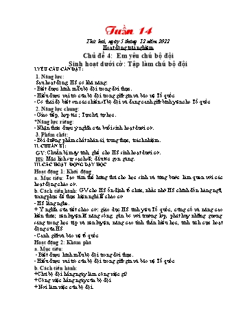 Kế hoạch bài dạy Khối 1 - Tuần 14 - Năm học 2022-2023 - Trần Thị Minh Huế