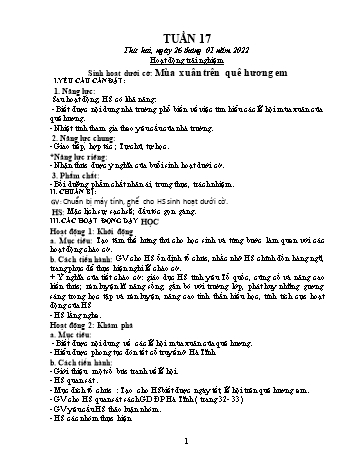 Kế hoạch bài dạy Khối 1 - Tuần 17 - Năm học 2022-2023 - Trần Thị Minh Huế