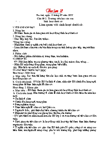 Kế hoạch bài dạy Khối 1 - Tuần 2 - Năm học 2022-2023 - Trần Thị Minh Huế