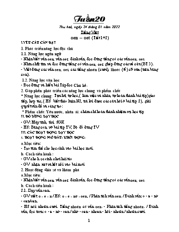 Kế hoạch bài dạy Khối 1 - Tuần 20 - Năm học 2021-2022 - Trần Thị Minh Huế