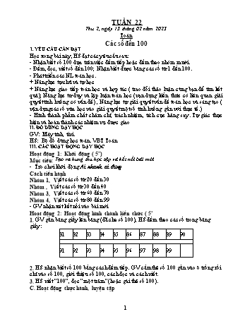 Kế hoạch bài dạy Khối 1 - Tuần 22 - Năm học 2022-2023 - Trần Thị Minh Huế