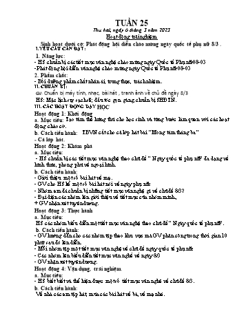 Kế hoạch bài dạy Khối 1 - Tuần 25 - Năm học 2022-2023 - Trần Thị Minh Huế