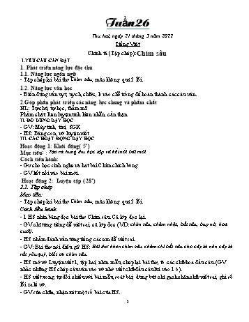 Kế hoạch bài dạy Khối 1 - Tuần 26 - Năm học 2021-2022 - Trần Thị Minh Huế