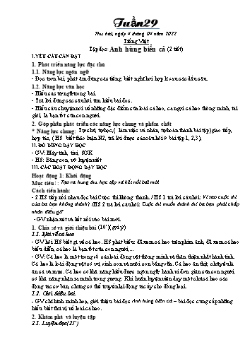 Kế hoạch bài dạy Khối 1 - Tuần 29 - Năm học 2021-2022 - Trần Thị Minh Huế