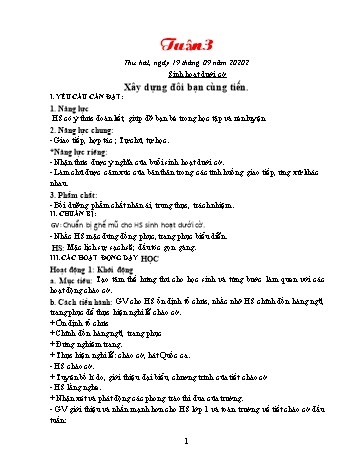 Kế hoạch bài dạy Khối 1 - Tuần 3 - Năm học 2022-2023 - Trần Thị Minh Huế