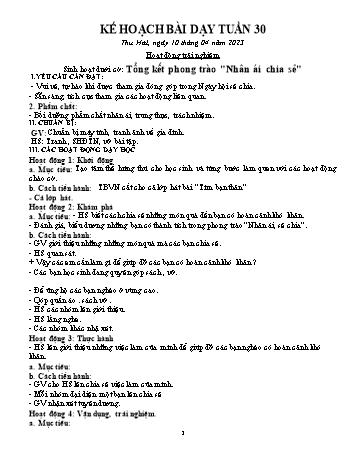 Kế hoạch bài dạy Khối 1 - Tuần 30 - Năm học 2022-2023 - Trần Thị Minh Huế