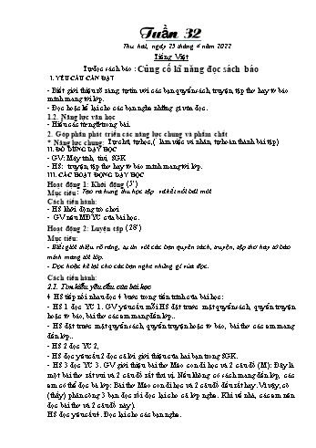 Kế hoạch bài dạy Khối 1 - Tuần 32 - Năm học 2021-2022 - Trần Thị Minh Huế