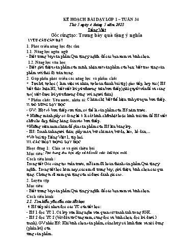 Kế hoạch bài dạy Khối 1 - Tuần 33 - Năm học 2022-2023 - Trần Thị Minh Huế