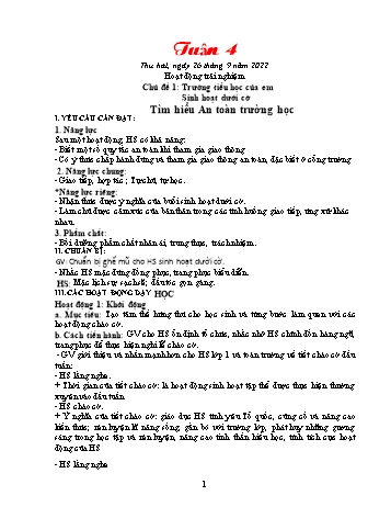 Kế hoạch bài dạy Khối 1 - Tuần 4 - Năm học 2022-2023 - Trần Thị Minh Huế