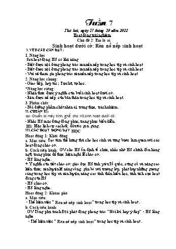 Kế hoạch bài dạy Khối 1 - Tuần 7 - Năm học 2021-2022 - Trần Thị Minh Huế