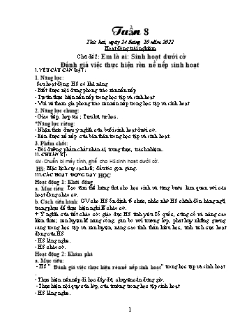 Kế hoạch bài dạy Khối 1 - Tuần 8 - Năm học 2022-2023 - Trần Thị Minh Huế