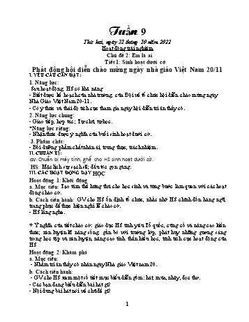Kế hoạch bài dạy Khối 1 - Tuần 9 - Năm học 2022-2023 - Trần Thị Minh Huế
