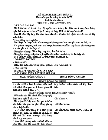 Kế hoạch bài dạy Khối 2 - Tuần 11 - Năm học 2022-2023 - Cao Thị Huệ