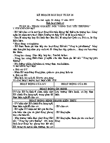 Kế hoạch bài dạy Khối 2 - Tuần 16 - Năm học 2022-2023 - Cao Thị Huệ