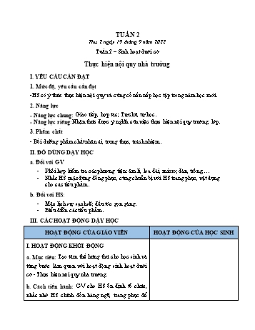 Kế hoạch bài dạy Khối 2 - Tuần 2 - Năm học 2022-2023 - Cao Thị Huệ