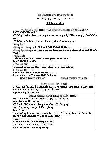 Kế hoạch bài dạy Khối 2 - Tuần 20 - Năm học 2022-2023 - Cao Thị Huệ