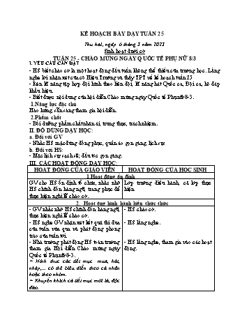 Kế hoạch bài dạy Khối 2 - Tuần 25 - Năm học 2022-2023 - Cao Thị Huệ
